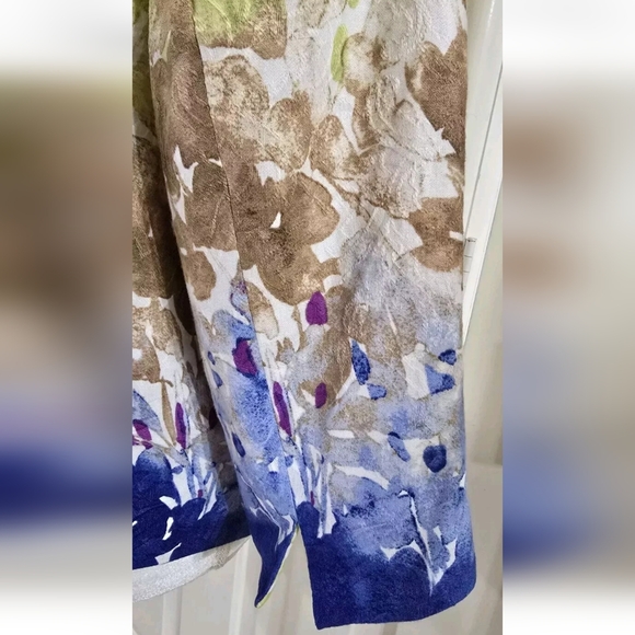 Coldwater Creek Floral Print Blazer 3/4 Sleeves Green Brown Blue Size 16 EUC - Picture 5 of 9